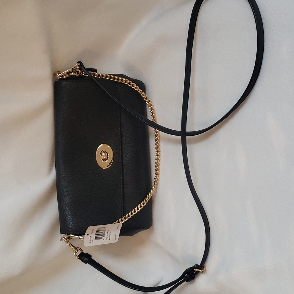 Coach bag cross body black leather